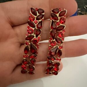 Red Crystal Drop Earrings - Women Jewelry